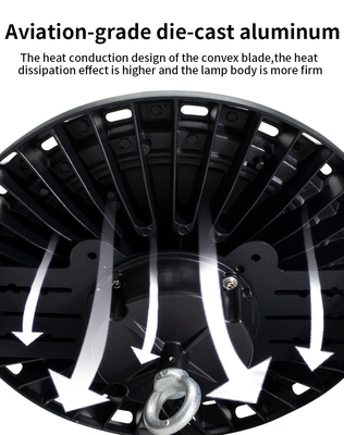 Black UFO LED High Bay Light with Aluminum Shell Materials -30 To 90 Degree